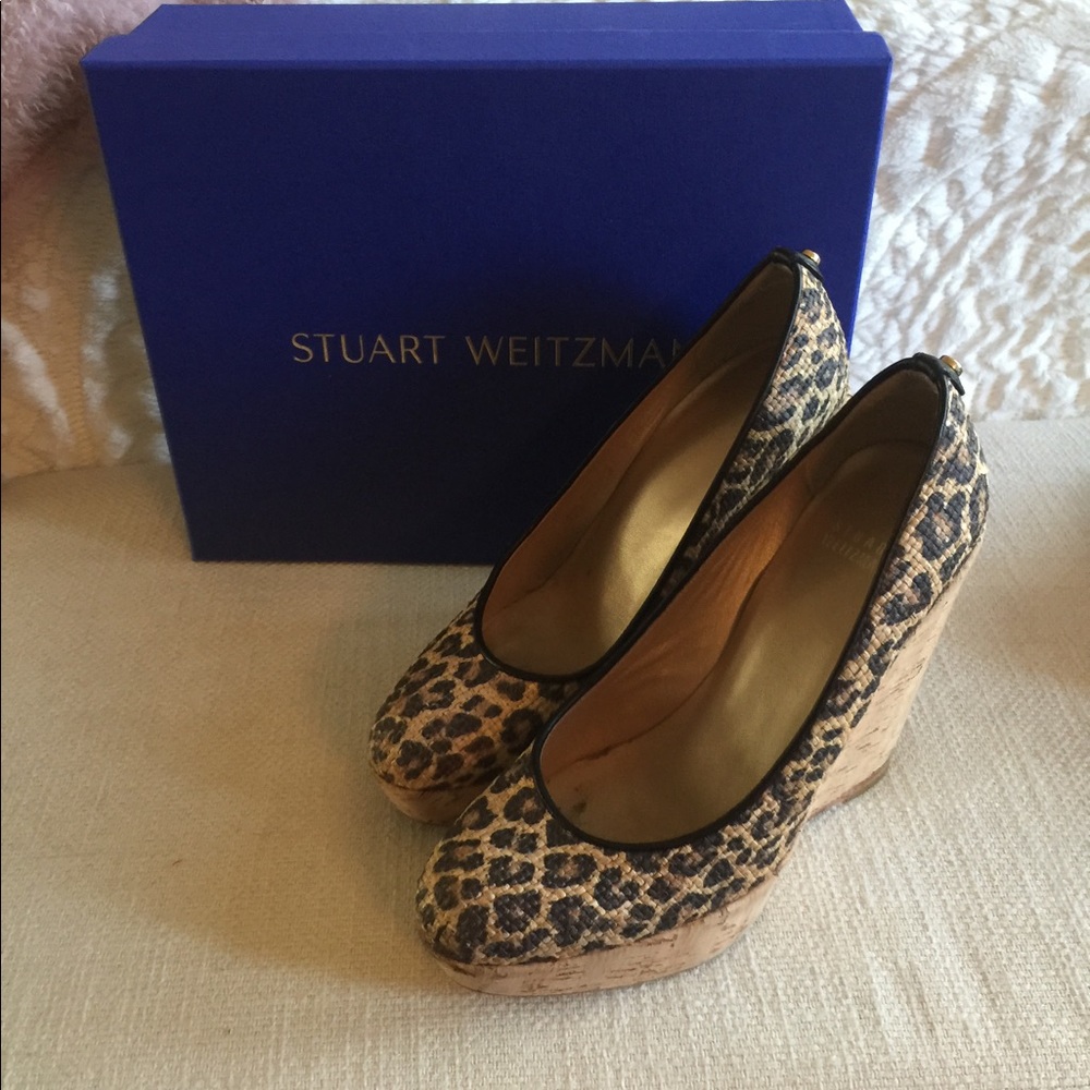 Stuart Weitzman Corkswoon Leopard Wedges